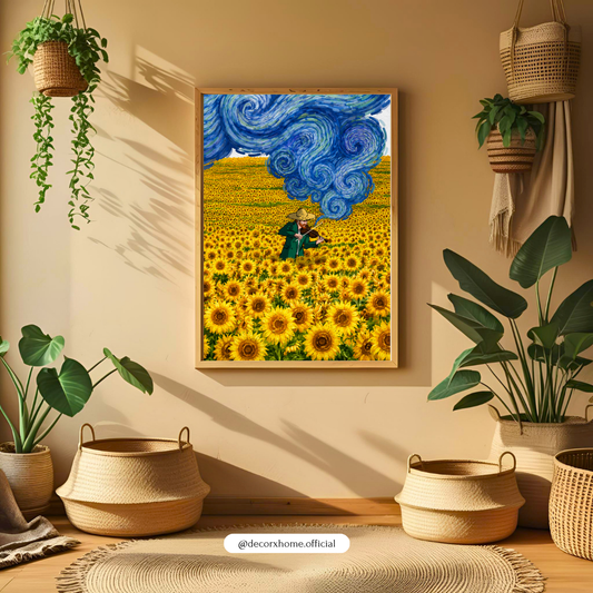 Decorexhome Sunflower Symphony Wall Art Poster | Artistic Violin in Bloom Canvas Print | Impressionist Nature Home Decor