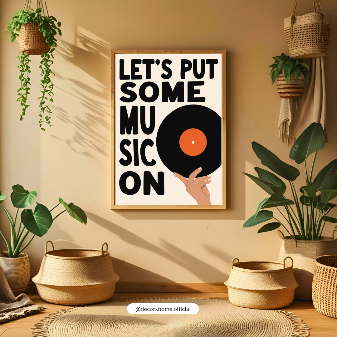Let's Put Some Music On Wall Art Poster | Minimalist Vinyl Record & Music Lover Decor – Decorxhome
