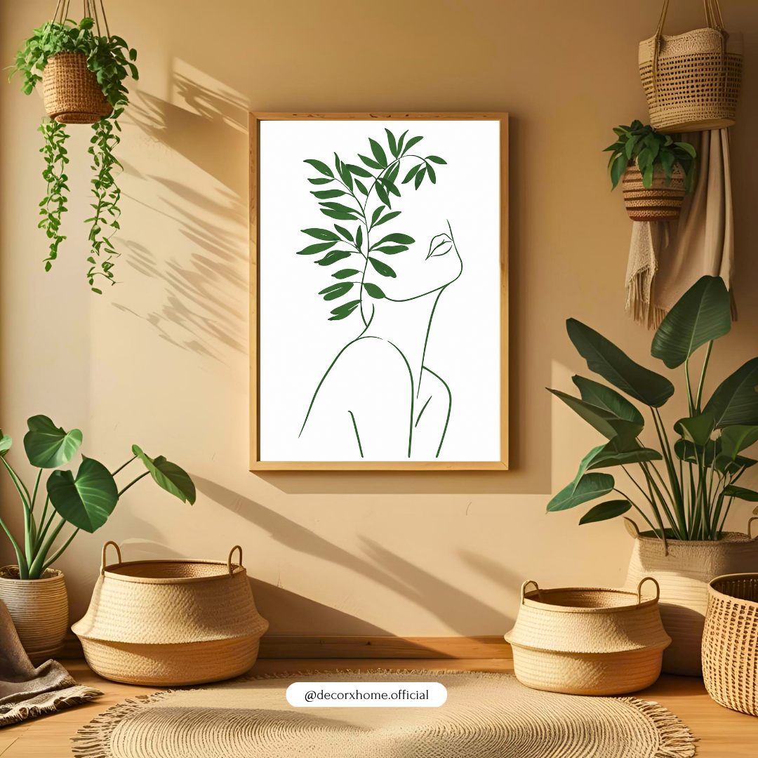 Botanical Silhouette Line Art Poster – Minimalist Nature-Inspired Wall Art