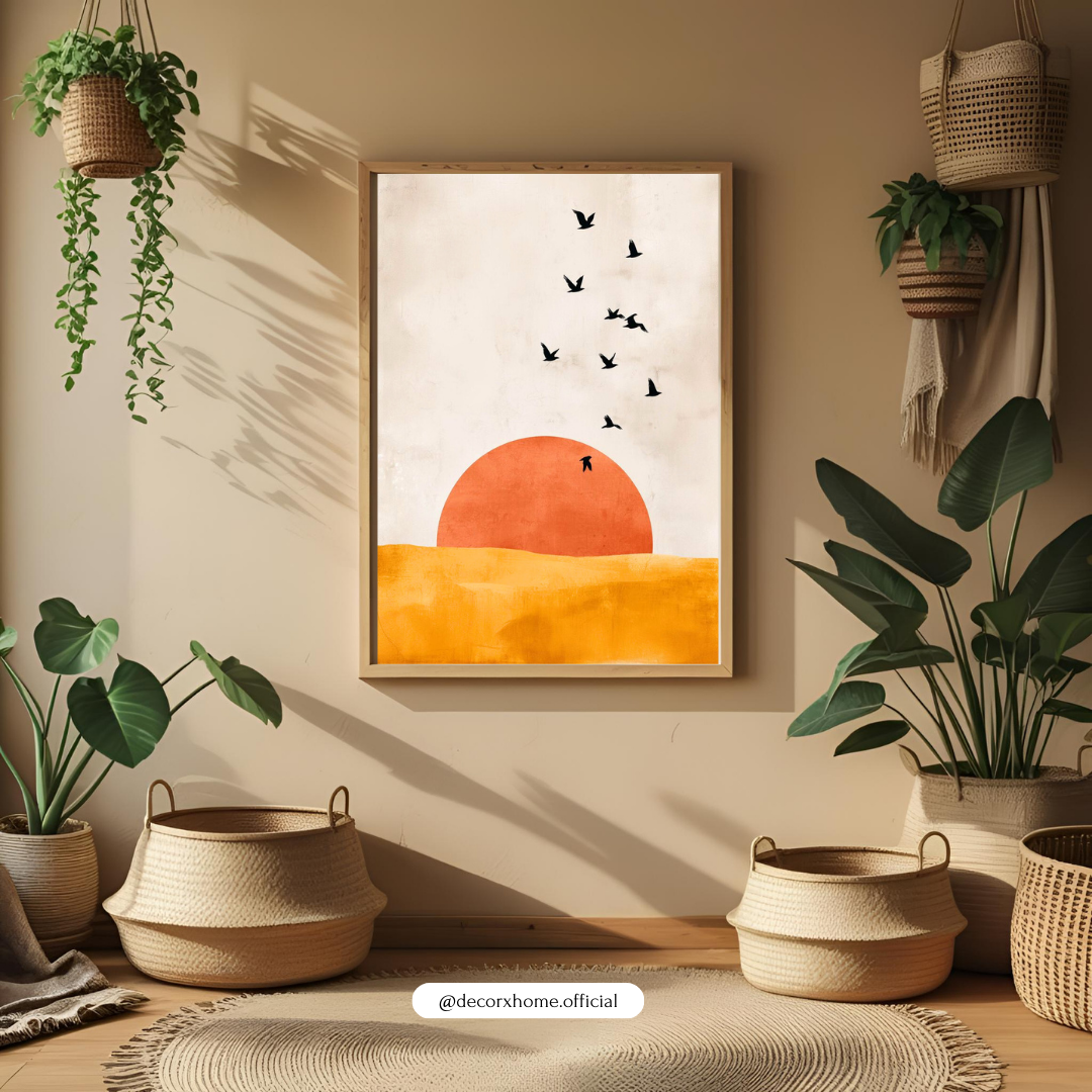 “Golden Horizon” – Minimalist Sunset Art Wall Poster by Decorxhome