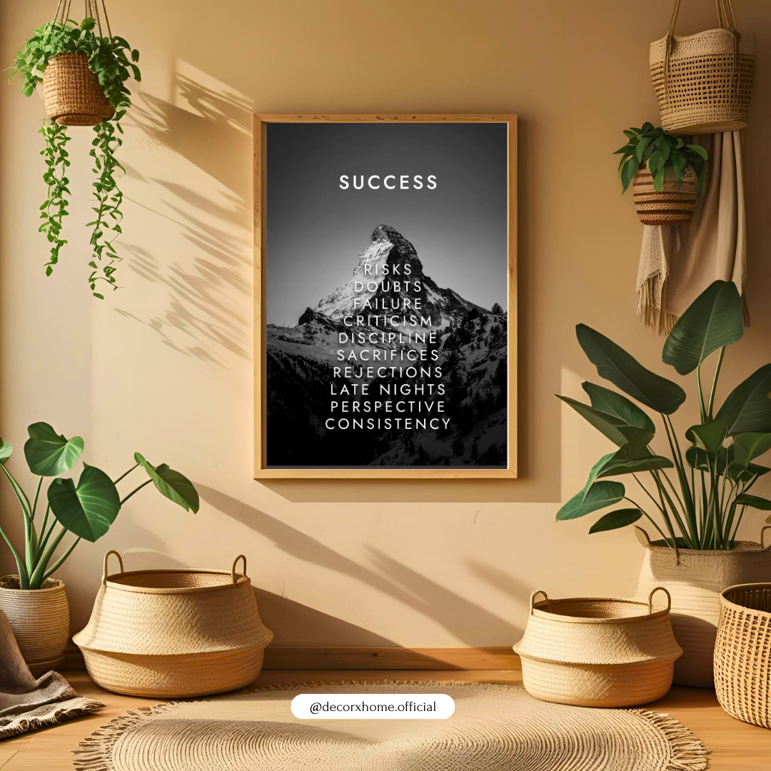 Success Mountain Motivation Poster – Discipline & Consistency Wall Art | Decorxhome