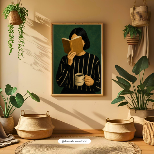Quiet Reading Moments – Modern Book Lover Wall Art Poster | DecorxHome