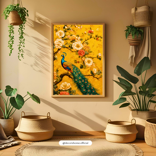 DecorexHome Royal Peacock & Floral Vintage Wall Art Poster
