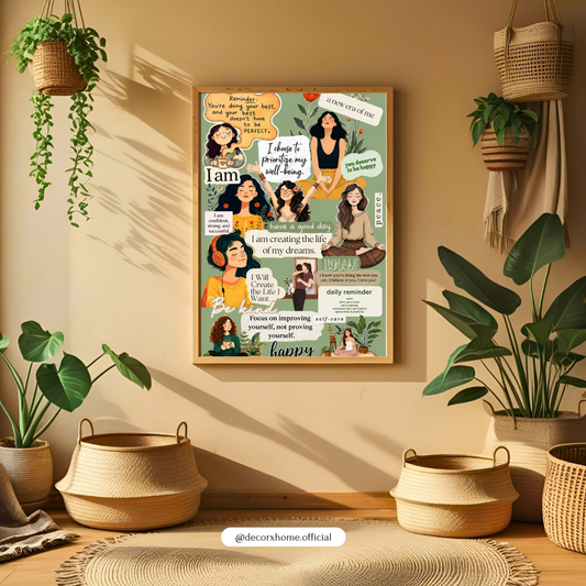 Positive Affirmation Vision Board Poster – Self-Love & Motivation Wall Art