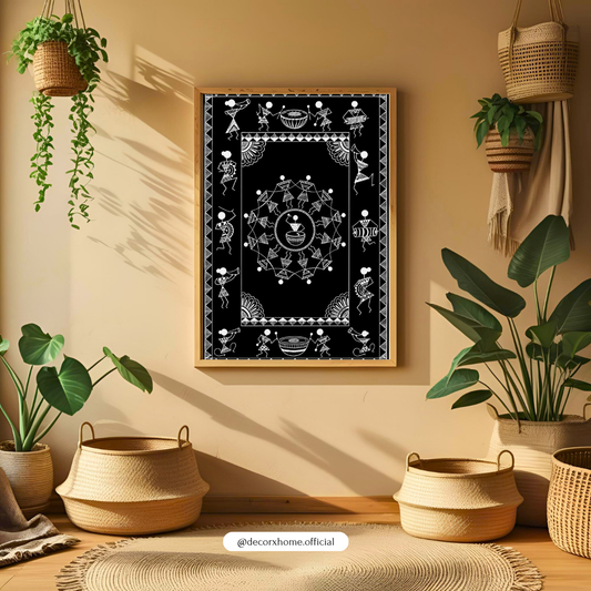 Warli Tribal Mandala Poster | Traditional Indian Folk Art Wall Decor | Premium Ethnic Artwork by DecorxHome