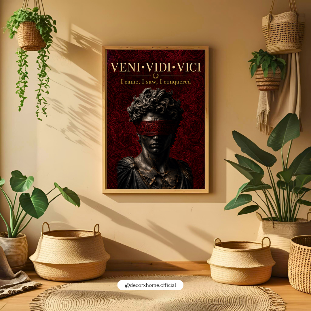 Veni Vidi Vici – I Came, I Saw, I Conquered | Roman Warrior Motivational Wall Poster | Decorexhome