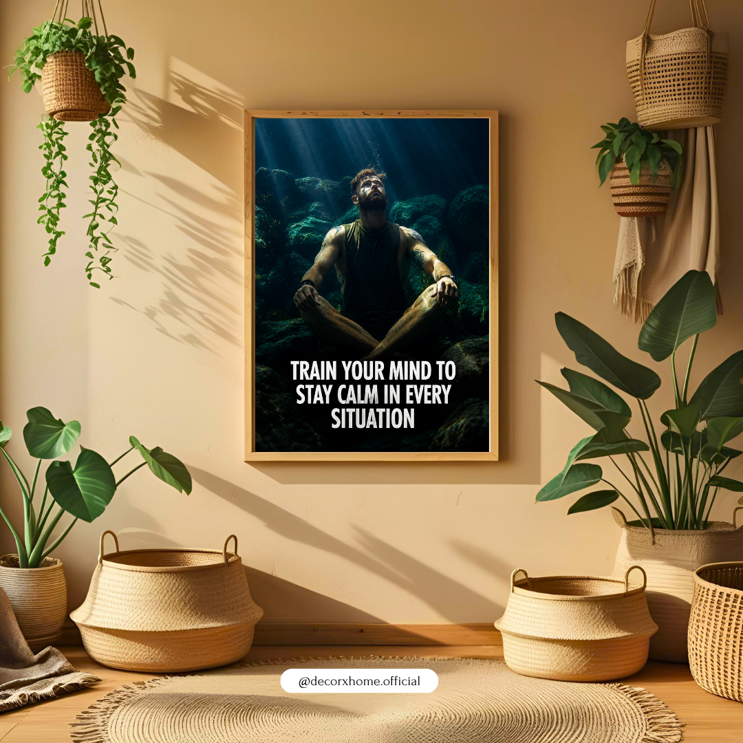 Train Your Mind to Stay Calm Motivational Poster | Stoic Mindset Wall Art | Decorxhome