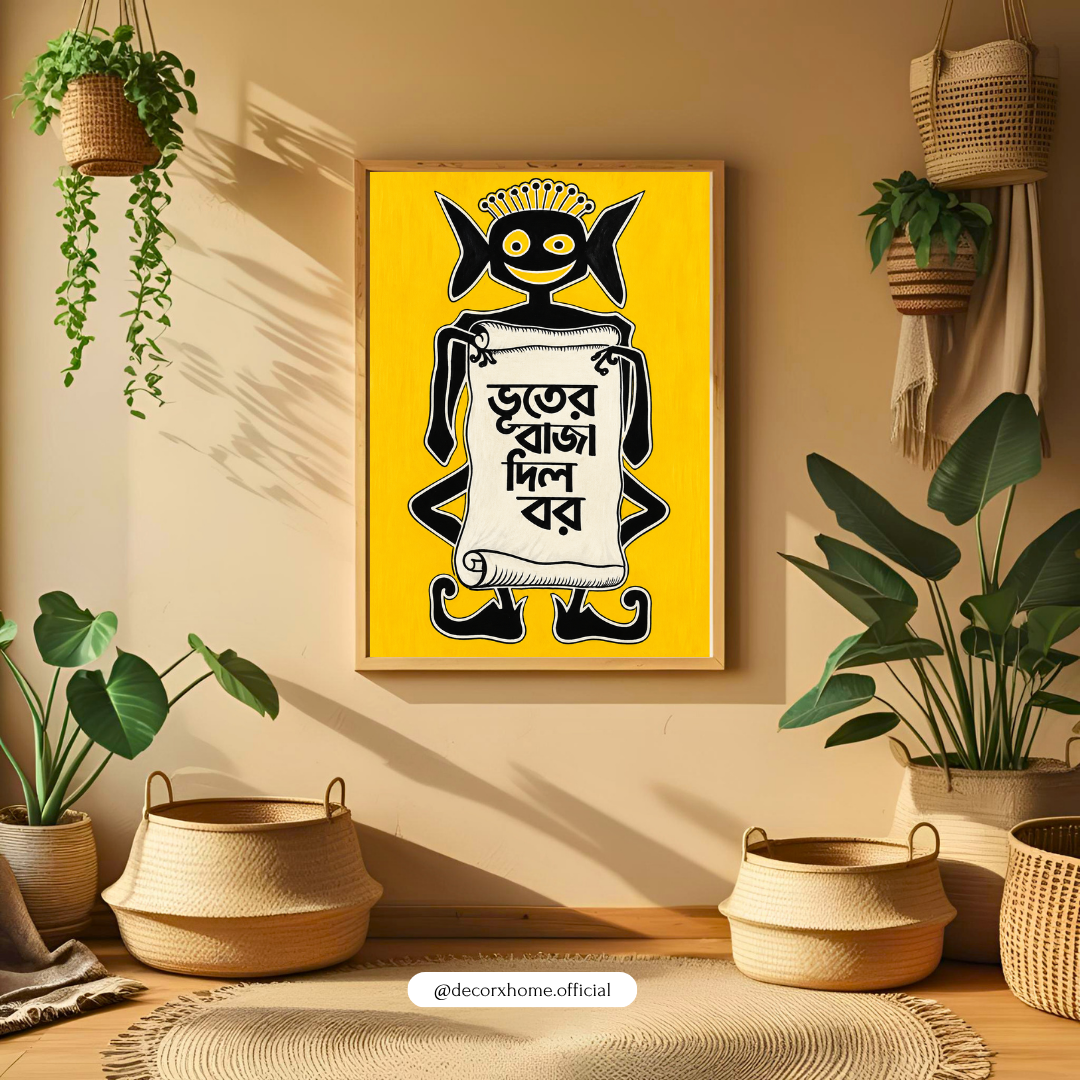 Bengali Satire Poster | Bhuter Raja Dilo Bor Wall Art | Bengali Art Decor | Decorxhome