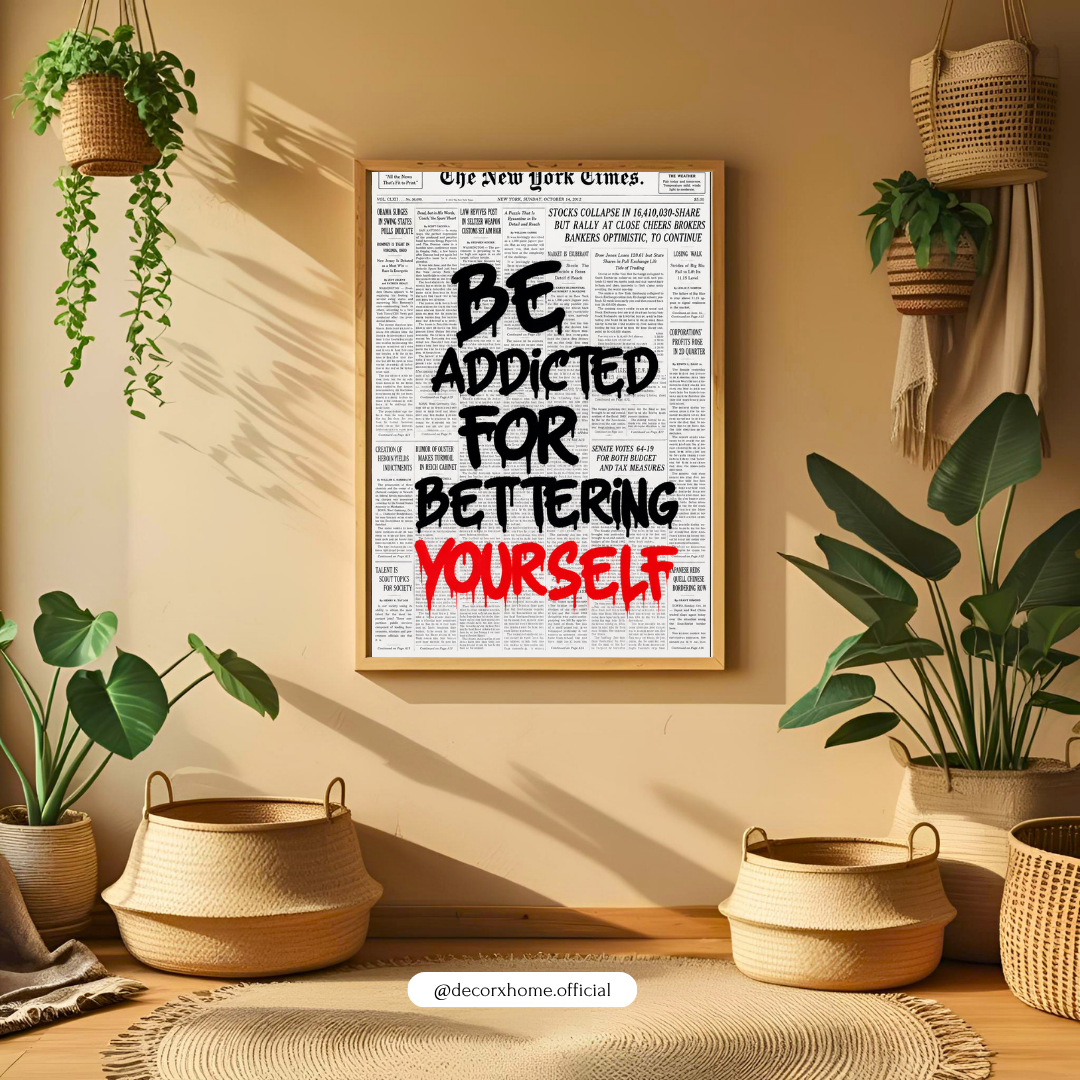 Be Addicted to Bettering Yourself Poster | Self Improvement Motivational Wall Art | Decorexhome