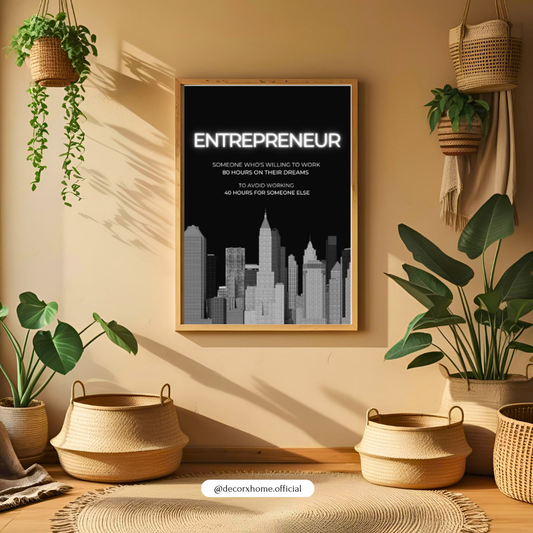 Entrepreneur Definition Motivational Poster – Hustle & Success Wall Art | Decorxhome