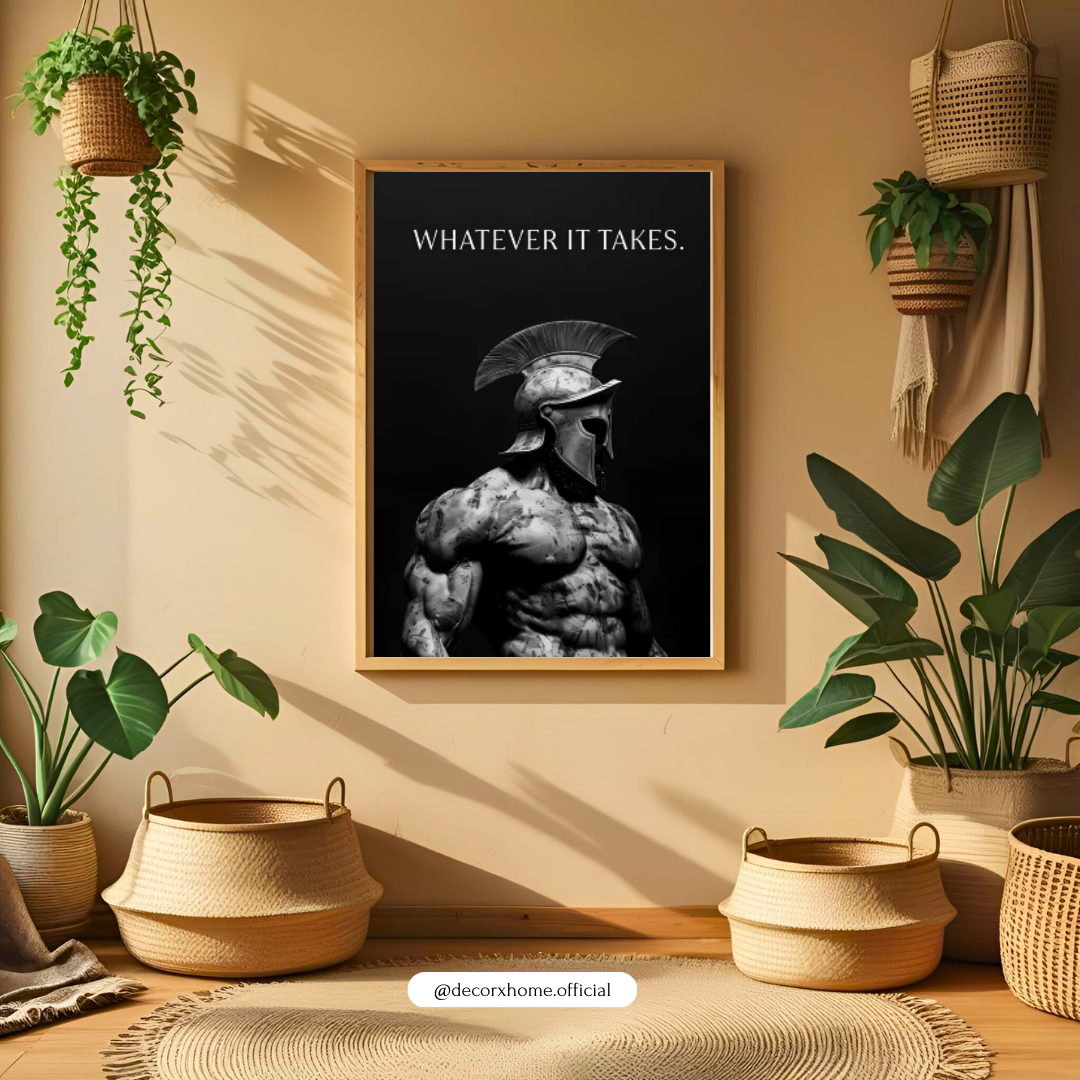 “Whatever It Takes” Spartan Warrior Poster – Motivational Strength Wall Art | Decorxhome