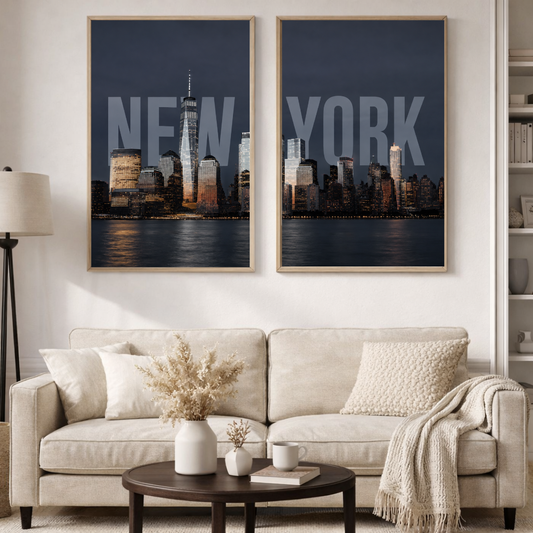 Decorxhome New York Skyline Wall Art Set of 2 | Modern Cityscape Poster Collection