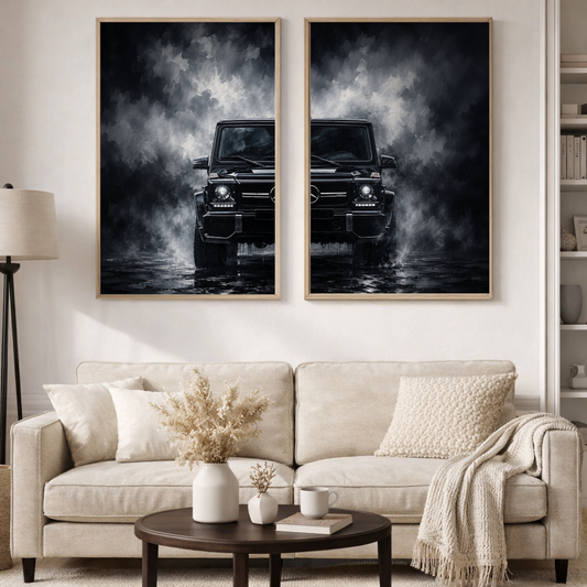 Decorxhome Luxury Black G-Wagon Wall Art Set of 2 | Modern Automotive Poster Collection