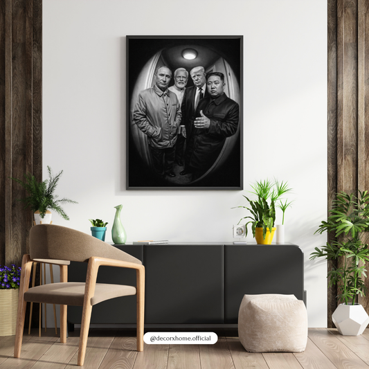 Iconic Leaders Monochrome Portrait Poster | Black & White Statement Wall Art | Decorxhome