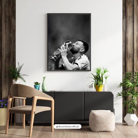 GOAT Football Messi Champion Poster – Victory Trophy Sports Wall Art | Decorxhome