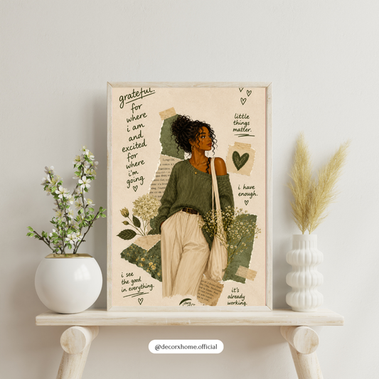 Gratitude & Growth Affirmation Poster – Inspirational Self-Love Wall Art