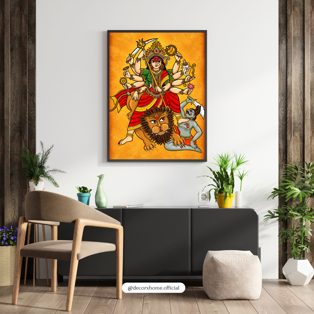 Maa Durga Divine Power & Protection Wall Art | Traditional Hindu Goddess Poster | Decorxhome