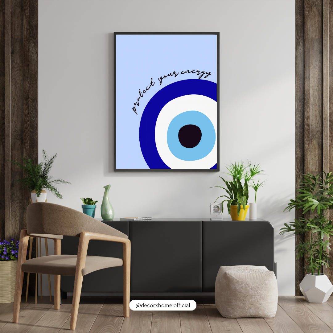 Protect Your Energy Evil Eye Poster – Minimal Spiritual Wall Art