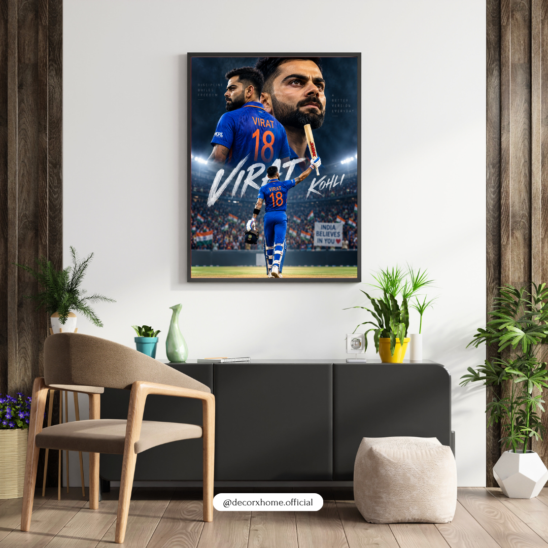 Virat Kohli 18 Cricket Wall Art Poster – King Kohli Indian Cricket Artwork | Sports Room Decor