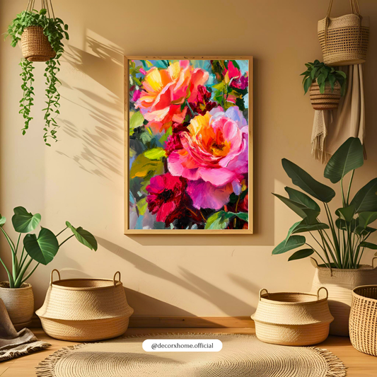 Vibrant Floral Bloom Poster | Colorful Abstract Flower Wall Art Print by DecorxHome