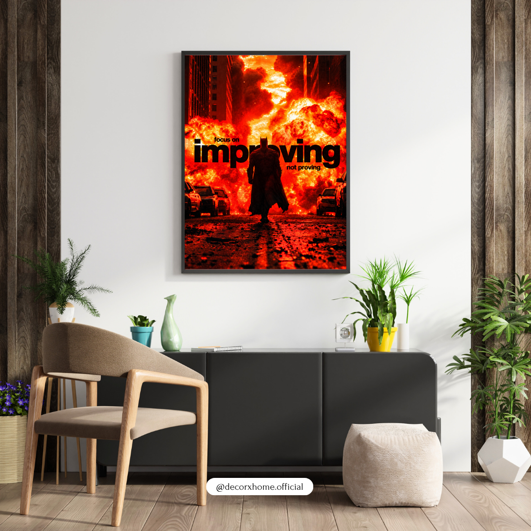Focus on Improving, Not Proving – Batman Motivational Wall Poster | Decorexhome