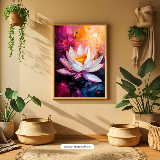 Abstract Lotus Bloom Poster | Vibrant Floral Wall Art | Modern Botanical Decor by DecorxHome