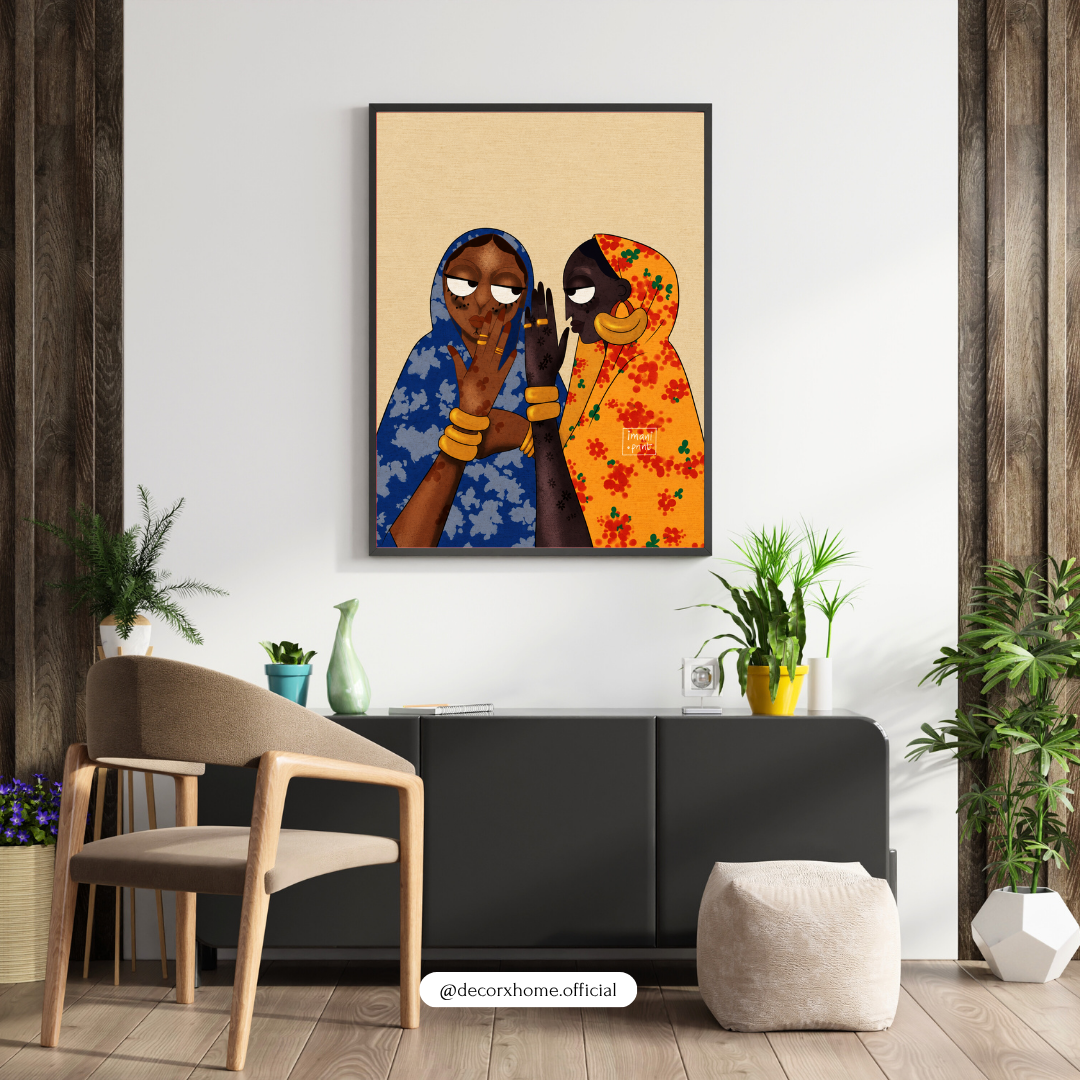 African Women Friendship Wall Art Poster – Colorful Cultural Illustration | Decorxhome