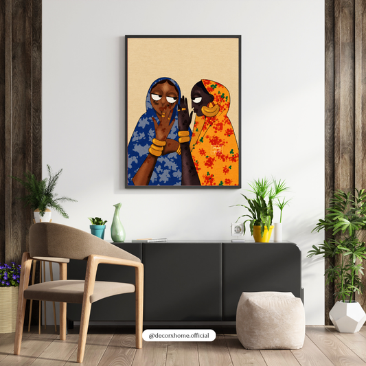 African Women Friendship Wall Art Poster – Colorful Cultural Illustration | Decorxhome