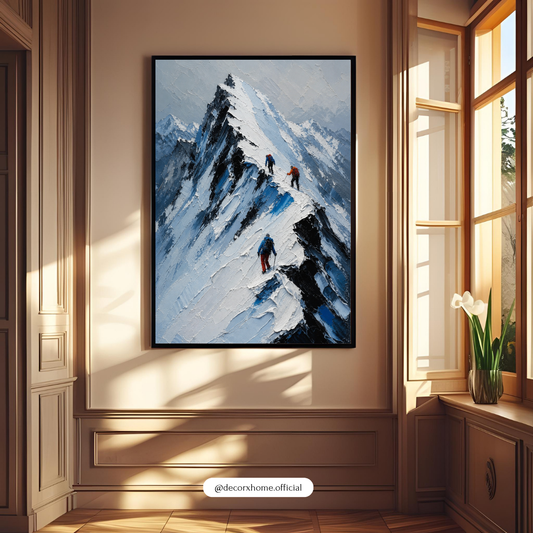 Decorexhome Summit Ascent Wall Art Poster | Snow Mountain Climbing Canvas Print | Adventure Landscape Home Decor