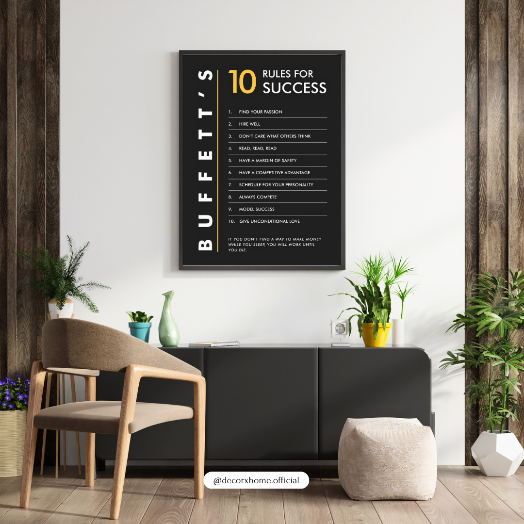 Buffett’s 10 Rules for Success Poster | Business Motivation Wall Art | Decorxhome