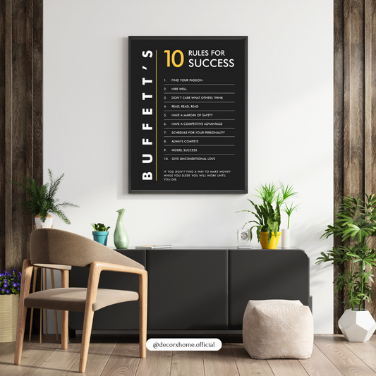 Buffett’s 10 Rules for Success Poster | Business Motivation Wall Art | Decorxhome
