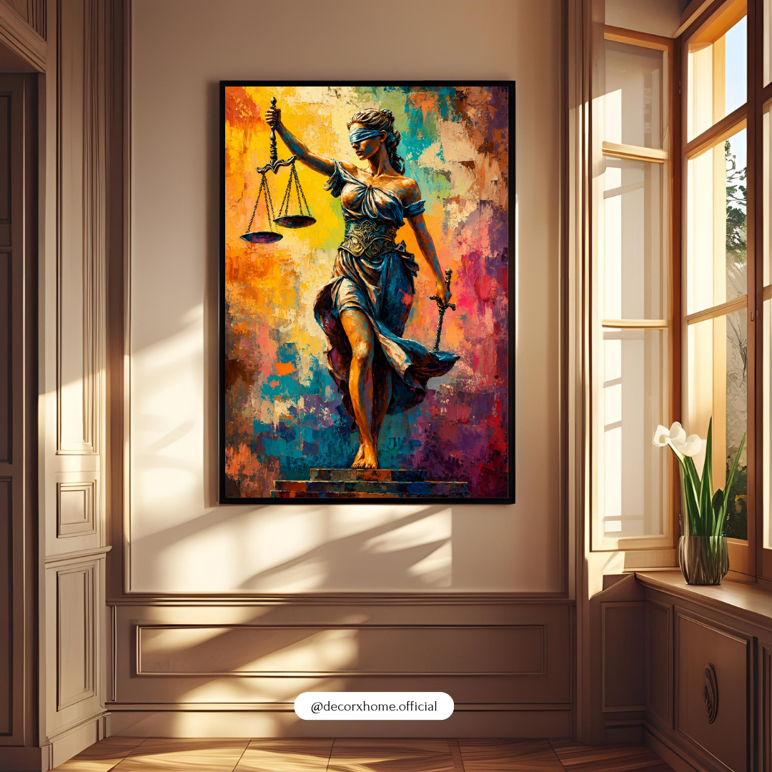 Lady Justice Abstract Art Poster – Colorful Modern Legal Wall Décor by Decorxhome