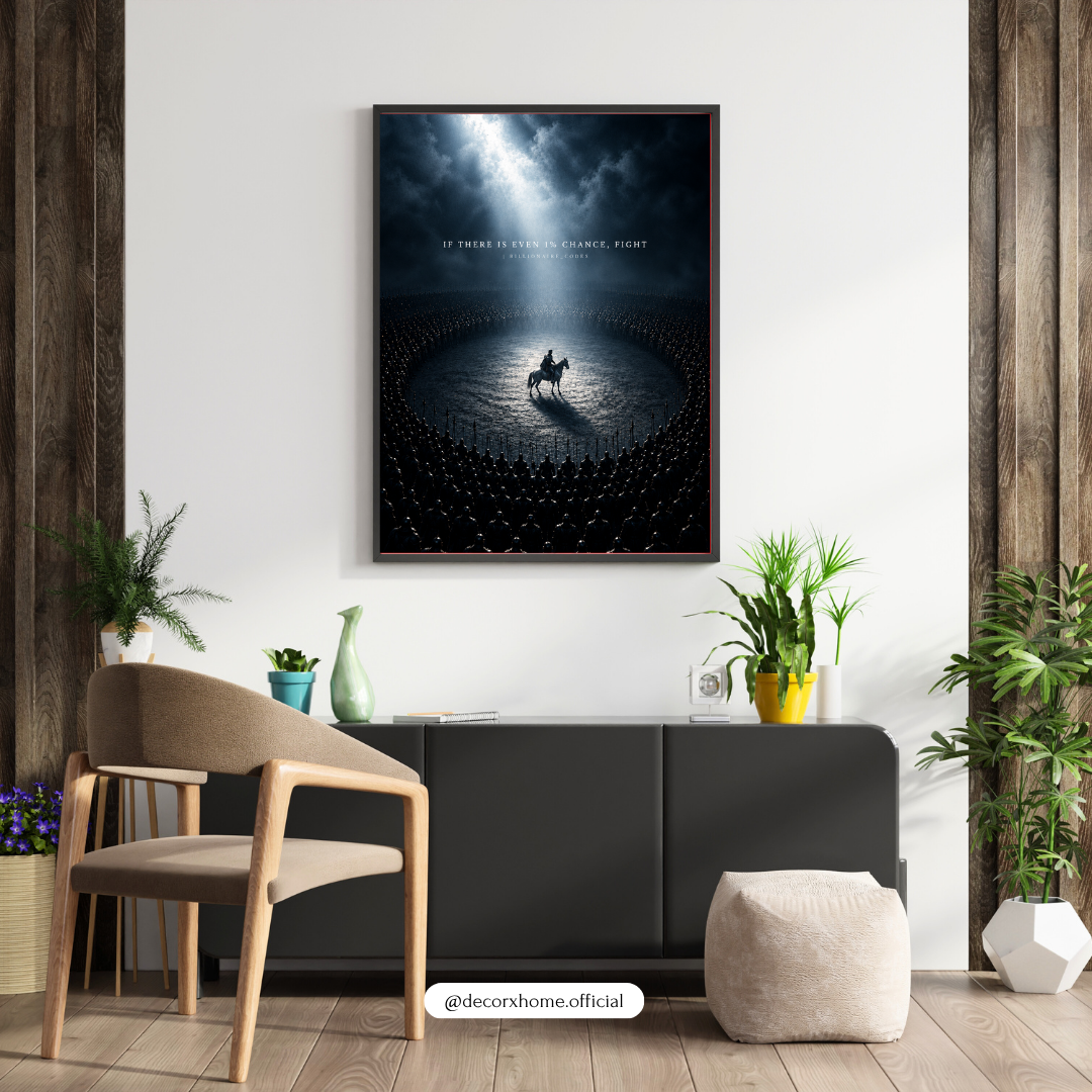 Motivational Warrior Wall Art Poster | “If There Is Even 1% Chance, Fight” | Dark Aesthetic Decor | Decorexhome