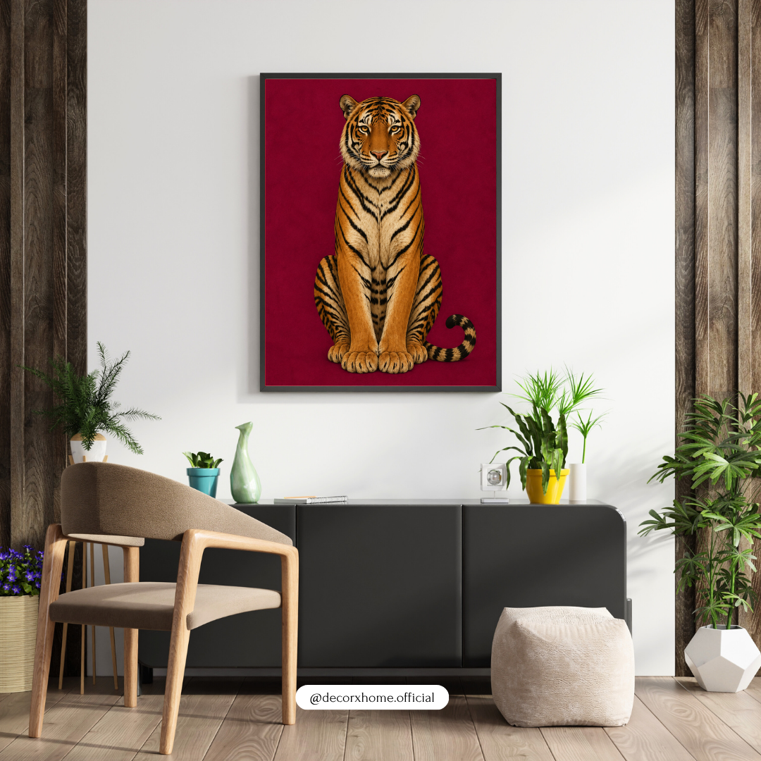 Royal Tiger Wall Art | Majestic Tiger Animal Poster | Luxury Wildlife Artwork | Modern Nature Wall Décor | Decorxho