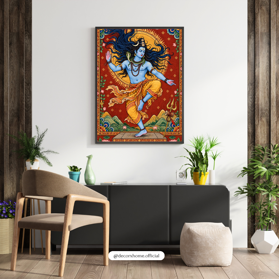 Lord Shiva Nataraja Dancing Wall Art | Traditional Hindu God Poster | Spiritual Indian Artwork | Decorxhome