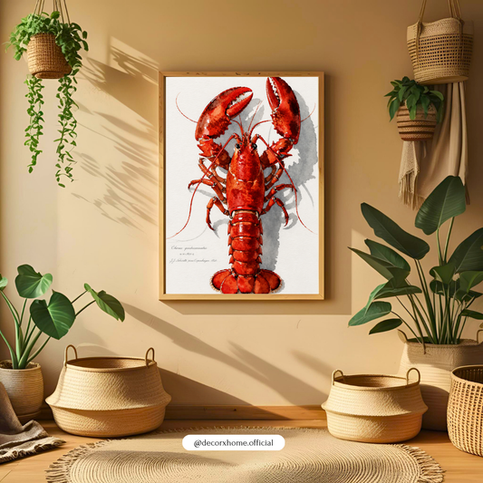 Lobster Anatomy Watercolor Poster | Vintage Marine Life Wall Art Print by DecorxHome