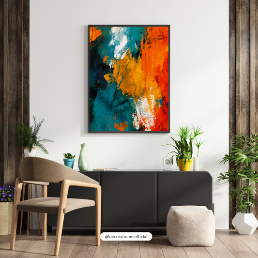 Abstract Color Splash Wall Art Poster – Modern Bold Canvas Print | Contemporary Aesthetic Decor (Framed)