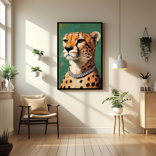 Elegant Cheetah Wall Art – Framed Animal Print for Modern Home & Office Decor