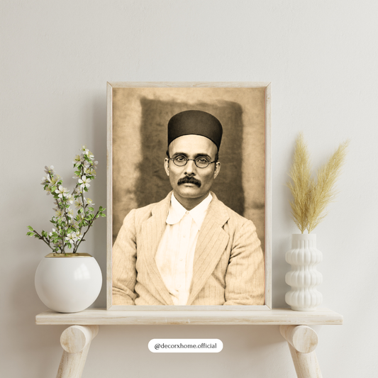 Vintage Indian Freedom Fighter Portrait Wall Art | Sepia Heritage Framed Poster