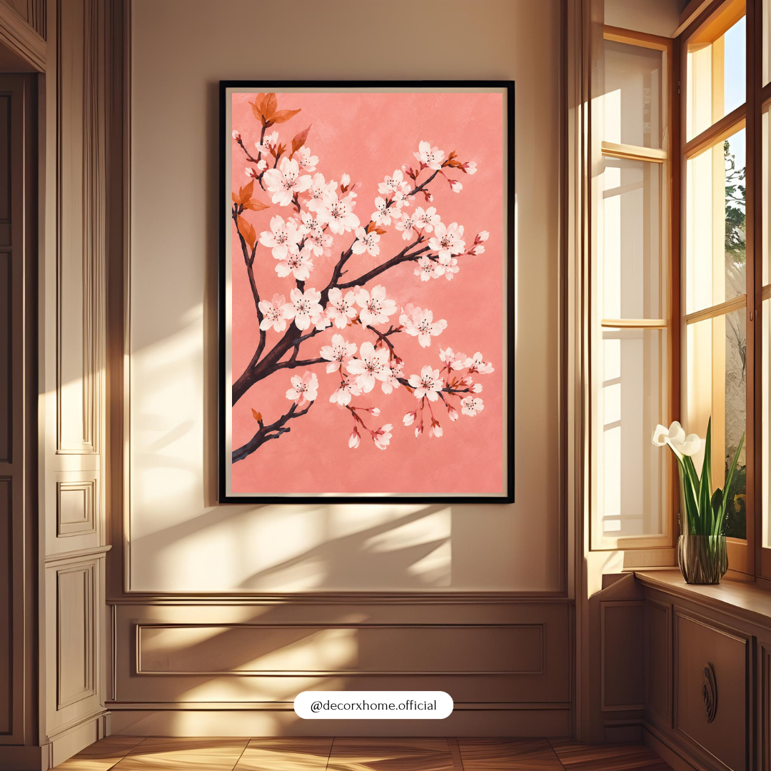 Decorxhome – Sakura Blossom Pink Floral Wall Art Poster