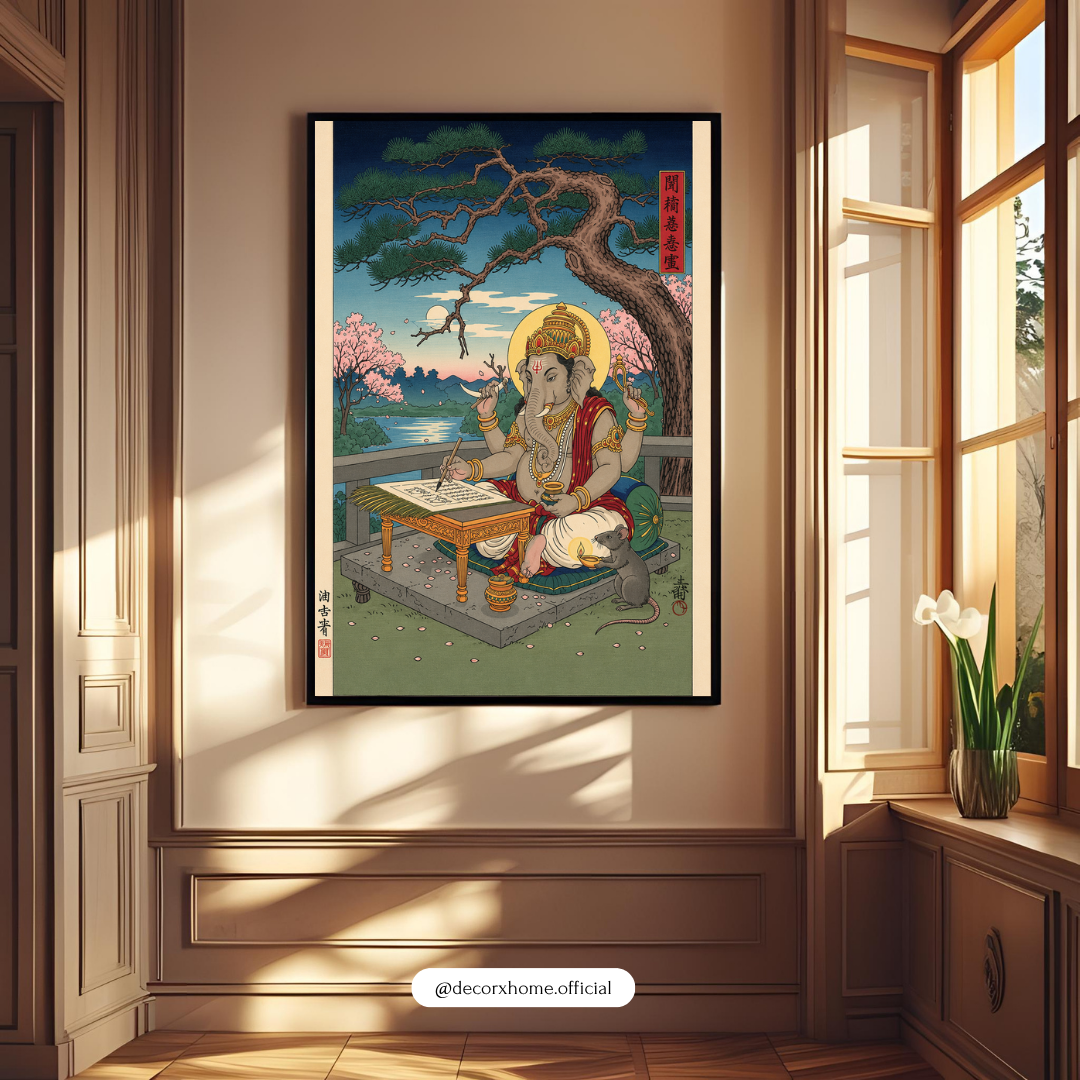 Lord Ganesha Traditional Art Wall Poster | Spiritual Indian Heritage Decor