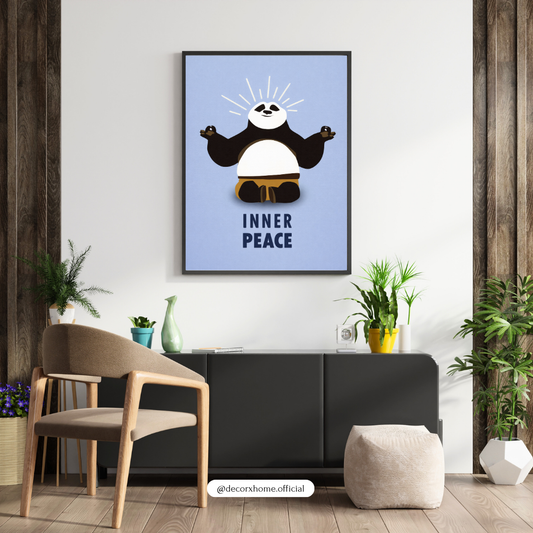 Inner Peace Panda Wall Art | Cute Meditation Poster | Minimal Motivational Decor | Decorxhome