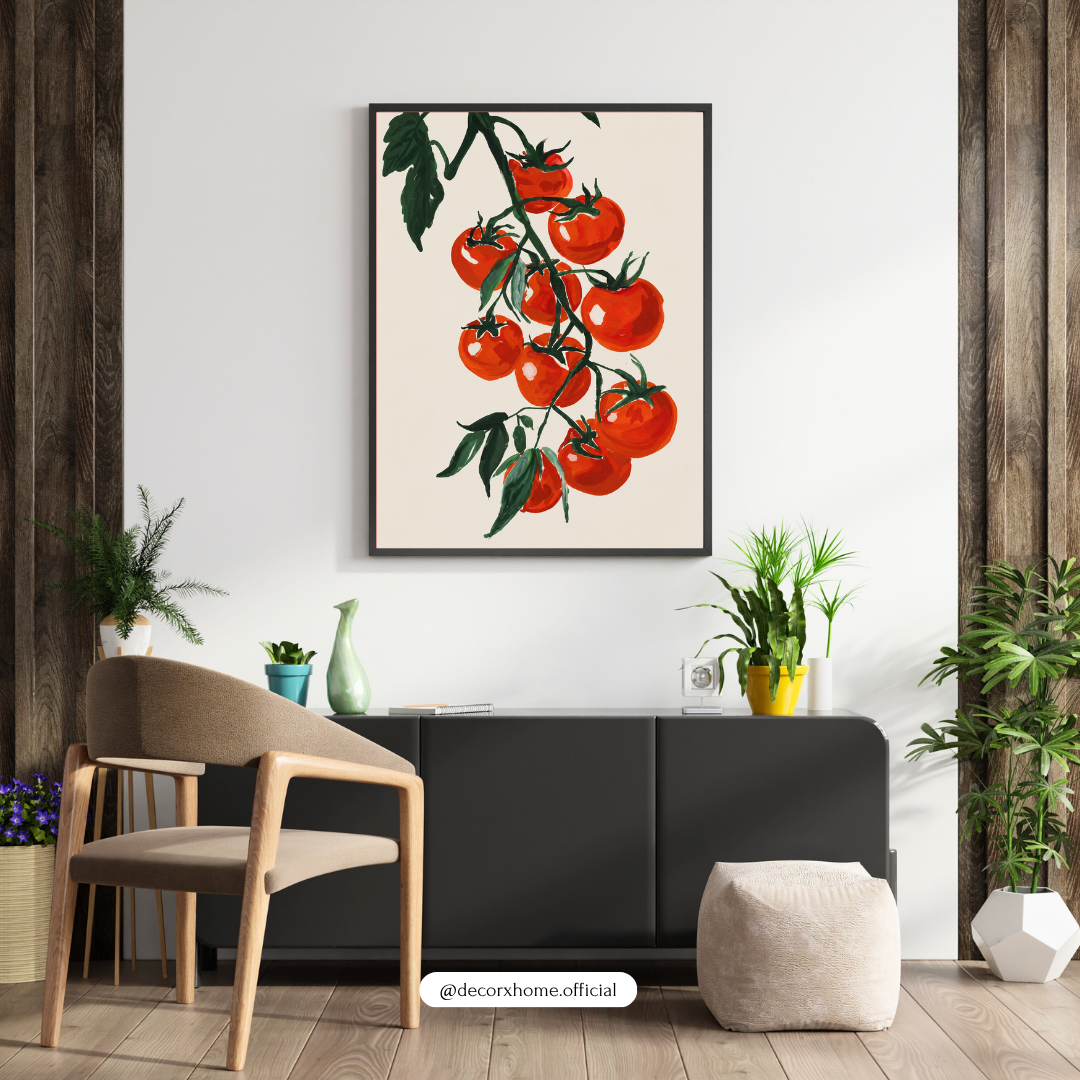Tomato Vine Illustration – Modern Botanical Kitchen Wall Art Poster | DecorxHome