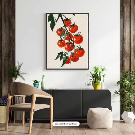 Tomato Vine Illustration – Modern Botanical Kitchen Wall Art Poster | DecorxHome