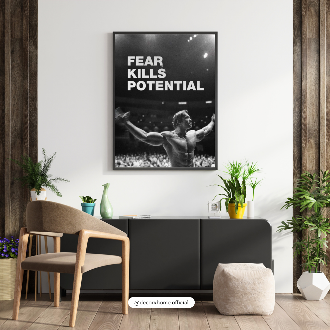“Fear Kills Potential” Motivational Gym Poster – Strength & Success Wall Art | Decorxhome