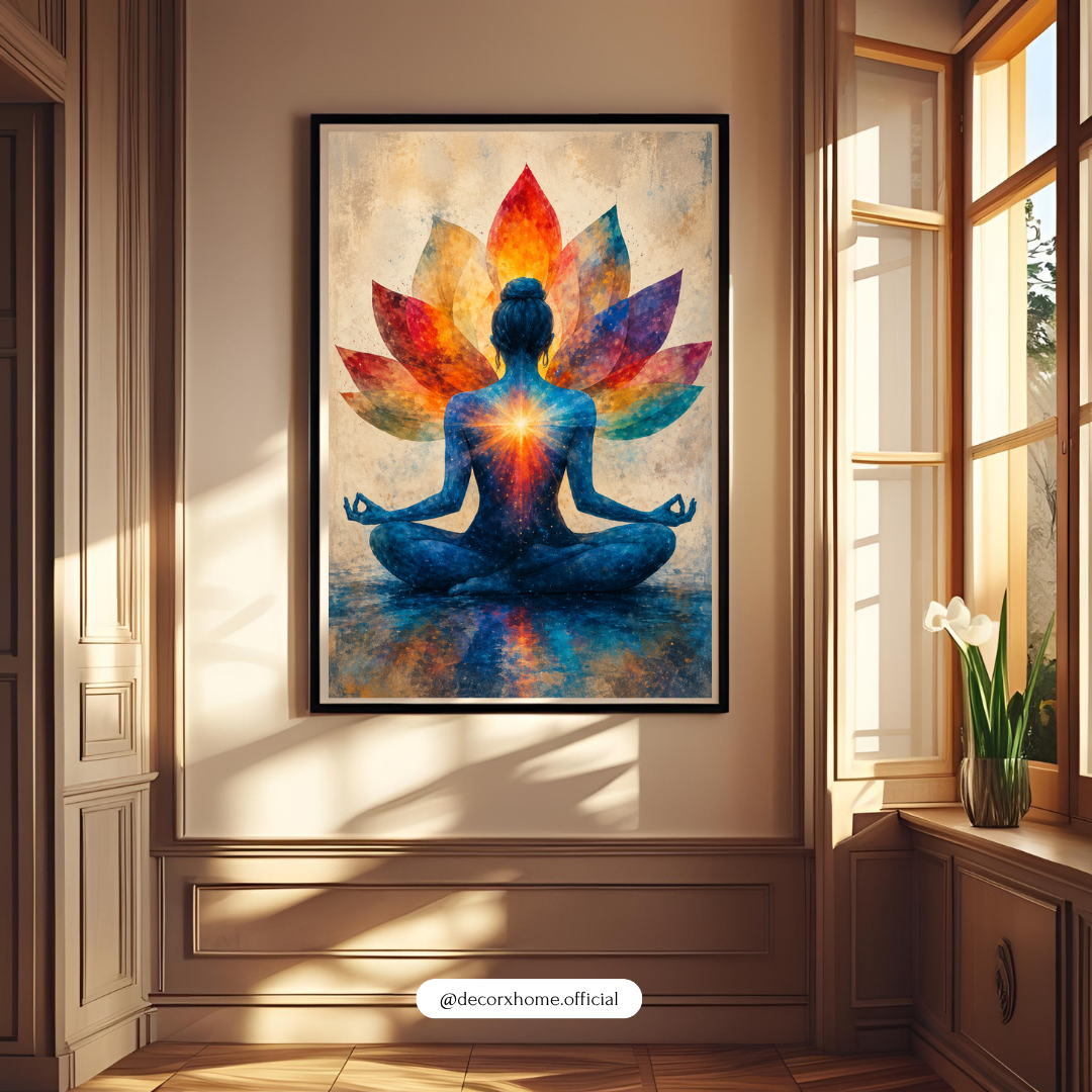 Decorxhome – Cosmic Lotus Meditation Wall Art Poster