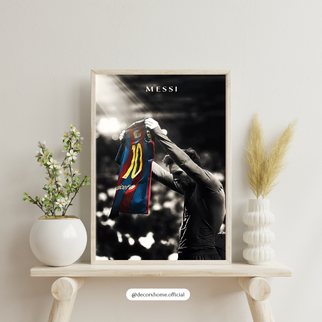 Messi Iconic Jersey Celebration Poster | Football Legend Wall Art | Decorxhome
