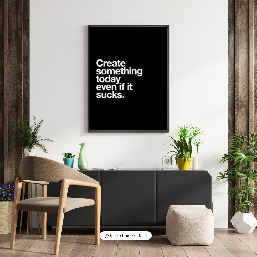 Create Something Today – Minimal Motivational Quote Wall Poster by Decorxhome