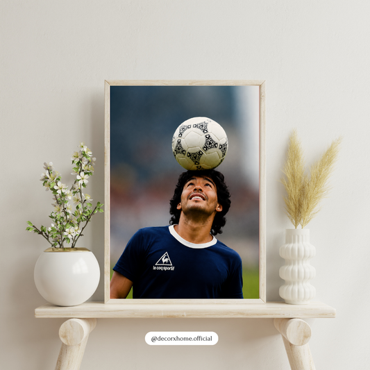 Football Legend Balancing Ball Poster | Vintage Soccer Icon Wall Art | Decorxhome