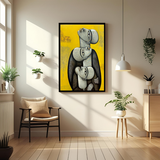 Embrace of Souls – Framed Modern Art Print for Home & Office Decor